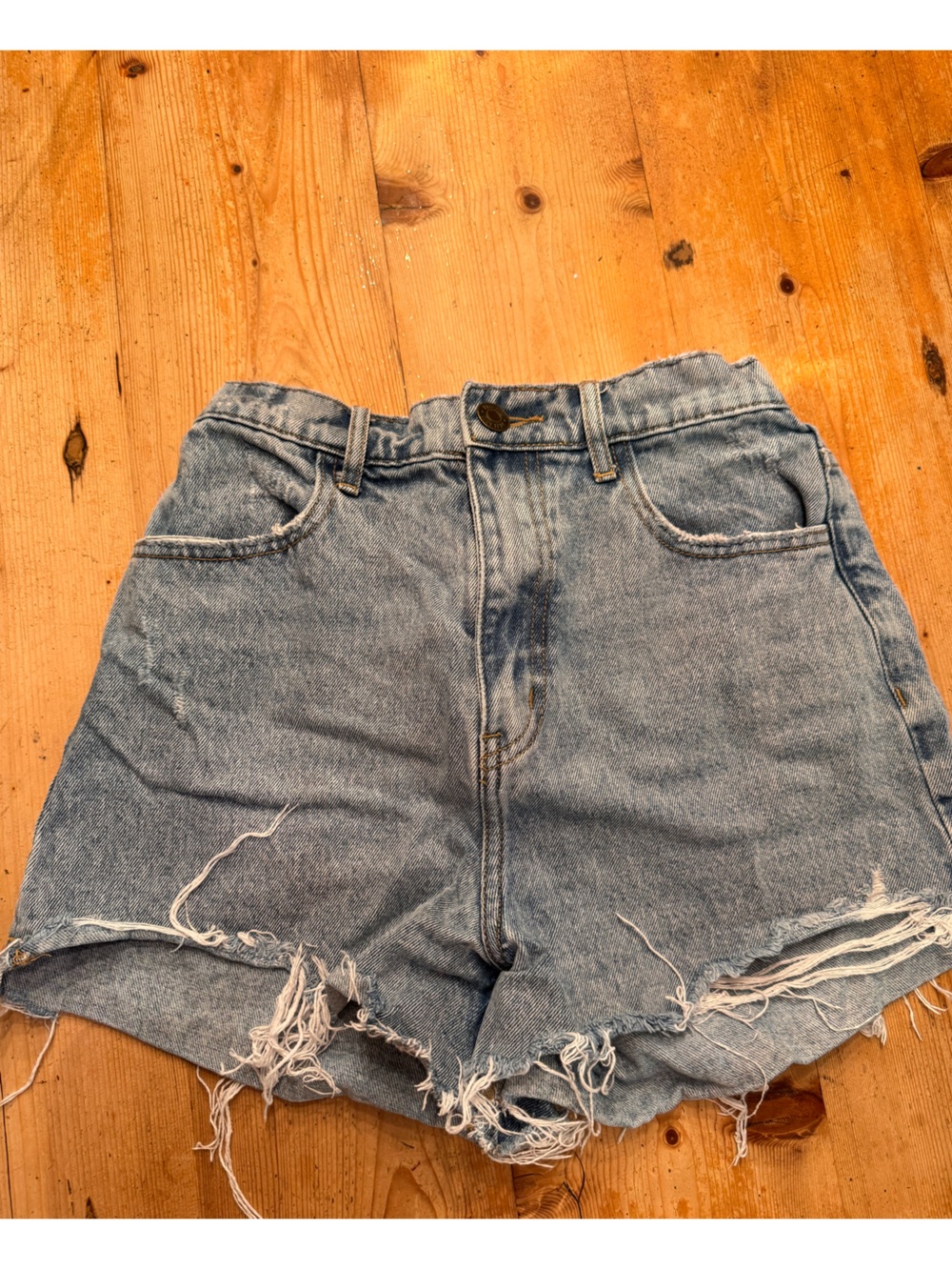 Show Me Your MuMu Light Blue Distressed Denim Cutoff Shorts